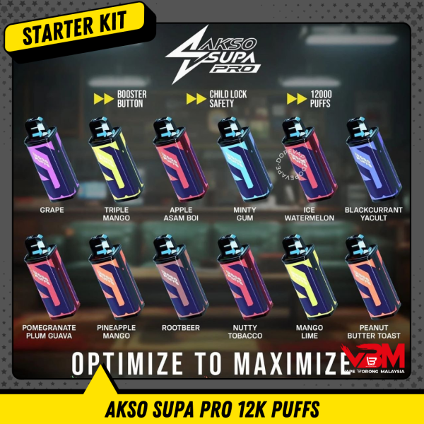 AKSO SUPA PRO 12K PUFFS (STARTER KIT)